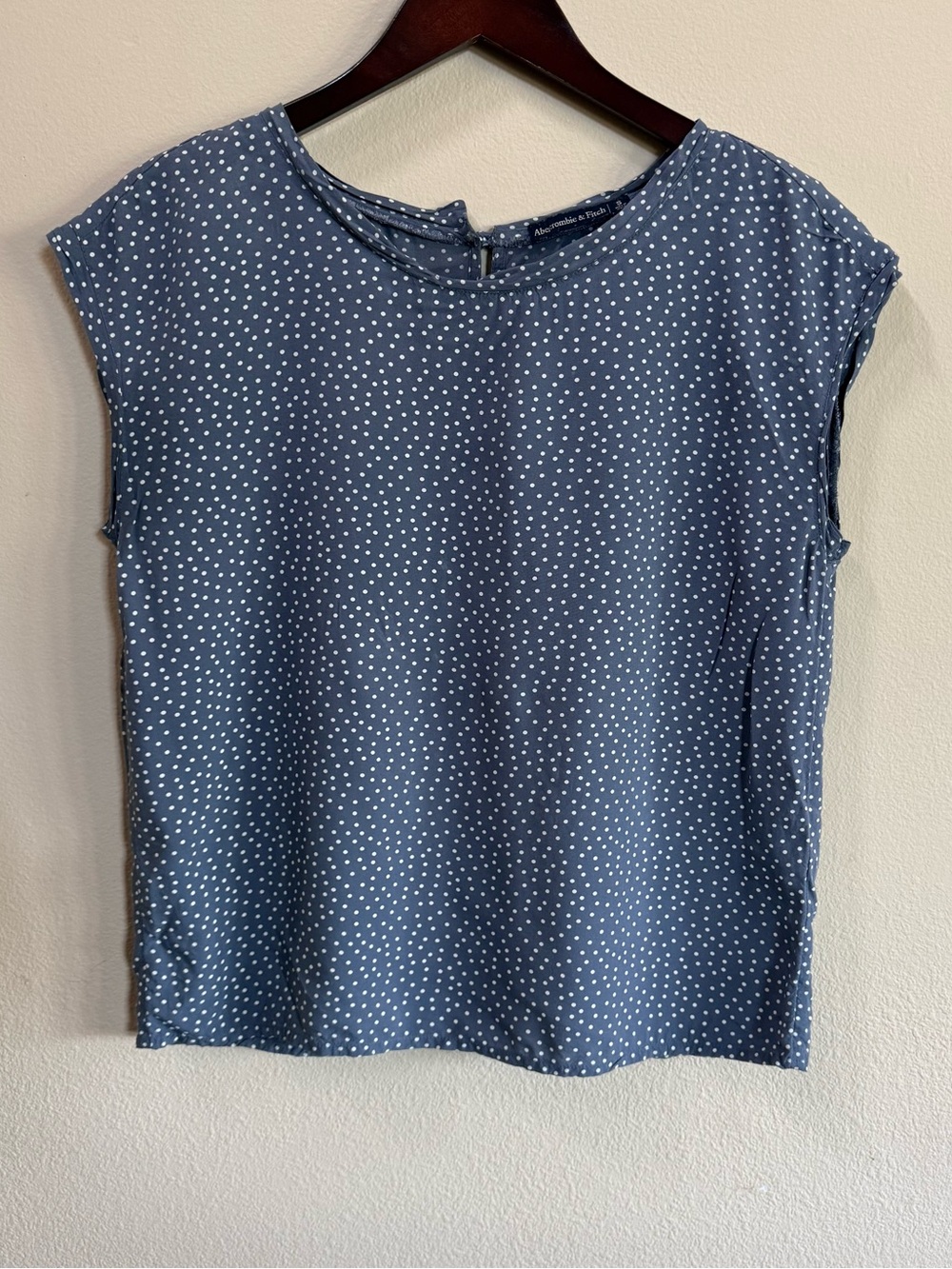 Abercrombie & Fitch Blue Polka Dot Cap Sleeve Blouse
